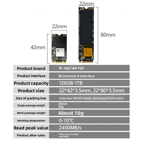 Aorui NVMe PCIe SSD for Laptop and Desktop