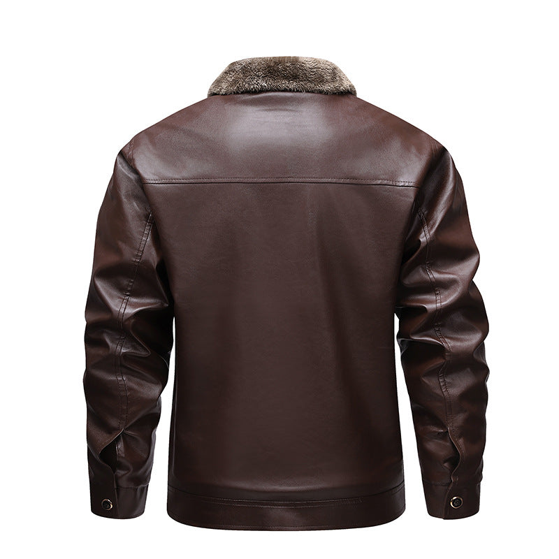 Thickened Fleece Leather Jacket
