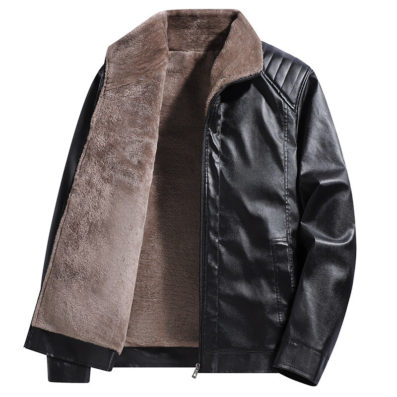 Thickened Fleece Leather Jacket