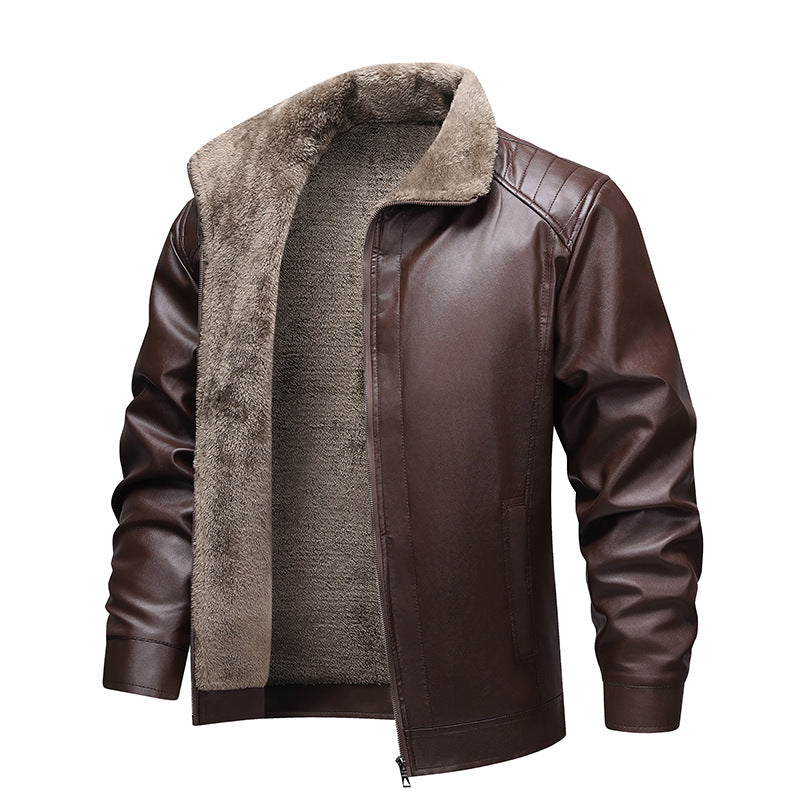 Thickened Fleece Leather Jacket