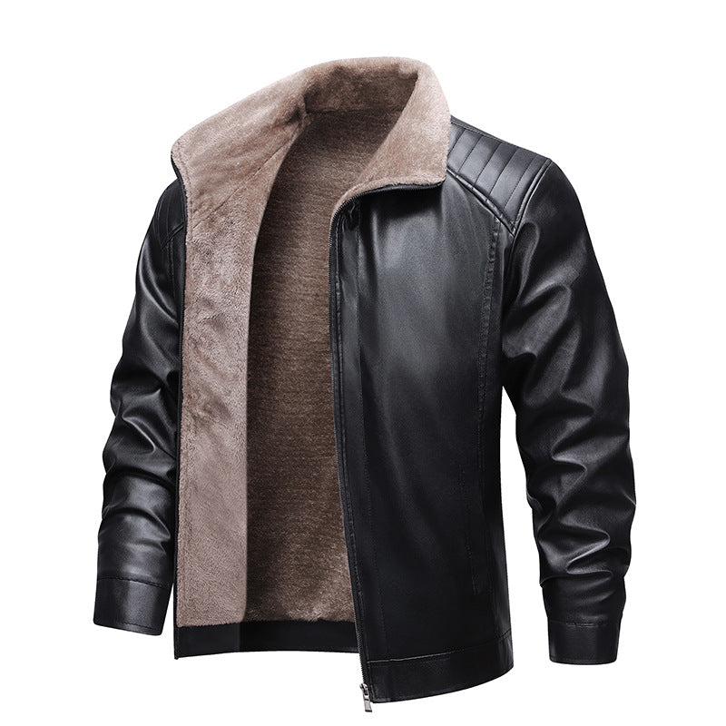 Thickened Fleece Leather Jacket